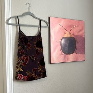 A.N.A Cami. Purple satin and red roses in velvet. Kourt K vibes Size M